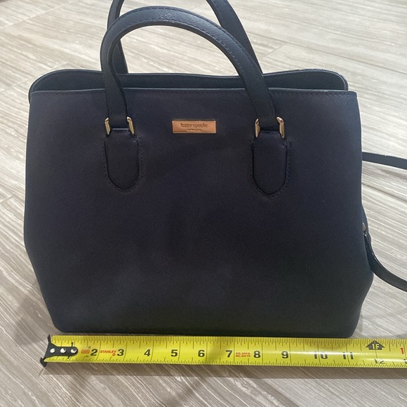 Kate Spade navy top handle leather purse with long strap - Picture 7 of 9